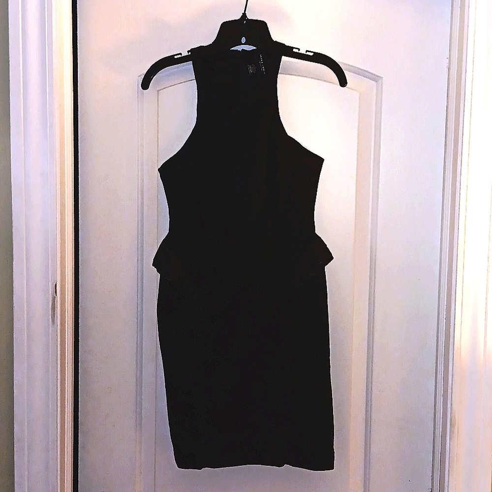 Classy black dress with faux leather